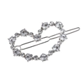 Pinza para el pelo con forma de corazón hueco, perlas y brillantes en metal plateado - Estilo Strass Plateado