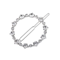 Silver alloy hollow circle hair clip with mixed size pearls and rhinestones on white background - Zirconia Style / Silver Rhinestone Style