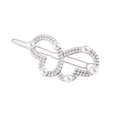 Hollow butterfly hair clip with white pearls and rhinestones on a silver alloy base - Artificial Pearl Style / Silver