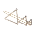 Golden alloy triangle crown hair clip embellished with white rhinestones on white background - Gold Tone Rhinestone Style