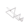 Elegant silver triangle hair clip with layered pearls and rhinestones on white backdrop - Silver, Artificial Pearl Style