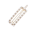 Elegante fermaglio rettangolare con perle bianche e strass su base dorata - Oro, Stile Perla Artificiale