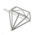 Silver 3D hollow geometric diamond hair clip with minimalist metal bobby pin design - Silver