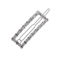 Elegante fermaglio per capelli rettangolare con strass luccicanti e montatura in metallo - Stile Strass Argento