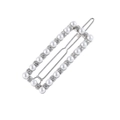 Elegante fermaglio rettangolare con perle bianche e strass su metallo argentato - Argento, Stile Perla Artificiale
