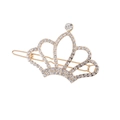 Exquisite golden crown hair clip with white rhinestones and hollow pearl accents for women - Gold Tone Rhinestone Style