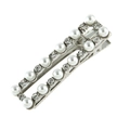 Fermaglio rettangolare argento con perle bianche e strass scintillanti - Stile Perla Strass Argento