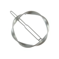 Minimalist silver twist hollow circle hair clip with metallic pin for women fashion - Matte Silver