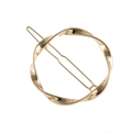 Minimalist golden metal round hair clip with spiral twisted design and polished finish - Gold