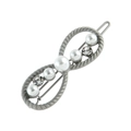 Silver infinity hair clip with white pearls and sparkling rhinestones for women - Matte Silver