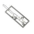 Fermaglio per capelli rettangolare argento con perle eleganti e strass scintillanti - Argento Opaco