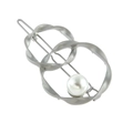 Fermaglio per capelli minimalista argento a doppio anello ritorto con perla elegante - Argento Opaco
