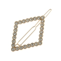 Elegante holle ruitvormige haarclip met witte strassteentjes op gepolijste goudlegering - Goud