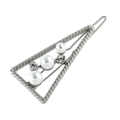 Silver triangle twist hair clip with pearls and rhinestones on a white background - Matte Silver
