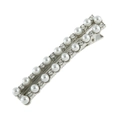 Fermaglio in lega d'argento con file di perle bianche e strass scintillanti - Stile Perla Strass Argento