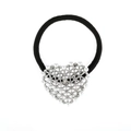 Elegante elastico per capelli a cuore con lega d'argento, perle bianche e strass brillanti - Argento