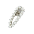 Elegante fermaglio per capelli in metallo argento con 14 perle bianche su base minimale - Argento