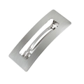 Minimalist silver rectangular hollow hair clip with brushed metal finish and polished texture - Brushed Style / Silver