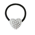 Elegante elastico per capelli a cuore con perle, fascia nera e ornamento in metallo argento - Argento - Stile Perla