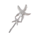 Fermaglio a stella marina argentato con strass scintillanti e perla bianca - Stile Zirconia / Argento
