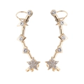 Gold star and heart minimalist ear crawler earrings with white rhinestones for women - Left and Right Pair / Gold