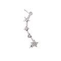 Minimalist silver star and heart ear crawler earring with sparkling cubic zirconia crystals - Left Single / Silver