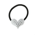 Elastico per capelli nero con ciondolo a forma di cuore decorato con finte perle - Cuore d'Argento Perla