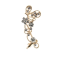 Detailed macro view of the gold butterfly ear cuff featuring sparkling crystal pavé accents - Gold (Left Ear)