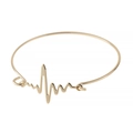 Bracciale dorato minimalista con linea ECG lucida e design a battito cardiaco - Oro