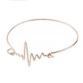 Bracciale rigido aperto minimalista in oro rosa con design geometrico a battito cardiaco - Oro rosa