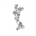 Élégant ear cuff papillon argenté avec strass brillants et motifs floraux - Argent (Oreille Gauche)