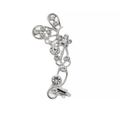 Élégant ear cuff papillon argenté avec strass brillants et design d'ailes creuses - Argent (Oreille Droite)