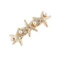 Fermaglio per capelli dorato con tre stelle marine intarsiate con perle e strass - Oro
