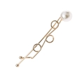 Elegante fermaglio per capelli in metallo dorato intrecciato con perla su sfondo bianco - Oro