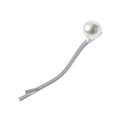 Fermaglio per capelli minimalista in metallo argento con una grande perla bianca tonda - Argento
