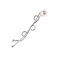 Fermaglio per capelli ondulato in metallo argento con perla bianca su fondo bianco - Argento