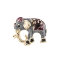 Spilla elefante esotica in grigio e oro con motivi in smalto rosso per abbigliamento - Viola