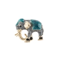 Spilla a forma di elefante esotico con smalto blu e dettagli in metallo dorato - Blu