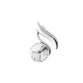 Elegant musical note brooch with crystal stone in polished silver alloy finish - Silver