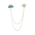 Japanese style Mount Fuji and white cloud collar pin brooch with golden chains - Mount Fuji Style (Style C)