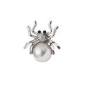 Spilla a ragno d'argento con perla grande e strass di cristallo per accessori donna - Argento