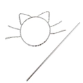 Minimalist silver cat-shaped hair pin set with hollow ear ring for elegant updos - Silver