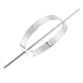 Fermaglio per capelli ovale argento minimalista con bastoncino per donna - Argento