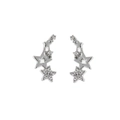 Funkelnde silberne Ear Crawler Ohrringe mit Strasssternen für Damen Mode - Silber