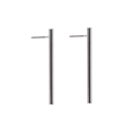 Polished silver vertical bar earrings with a minimalist geometric 7-shape design - Silver