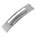 Minimalist silver metal hair clip with hollow geometric design and brushed metal finish - Silver, Brushed