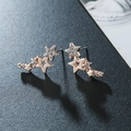 Rose gold five-point star alloy stud earrings with sparkling white crystals for women - Rose Gold