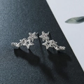 Detail showing gradient star cluster earrings with sparkling zircons in silver finish - Silver