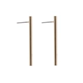 Close-up of minimalist gold cylindrical stud earrings with silver pins on white background - Gold