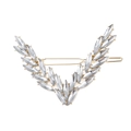 Elegante molletta per capelli a V in lega d'oro con motivo a foglie e cristalli - Zircone Bianco